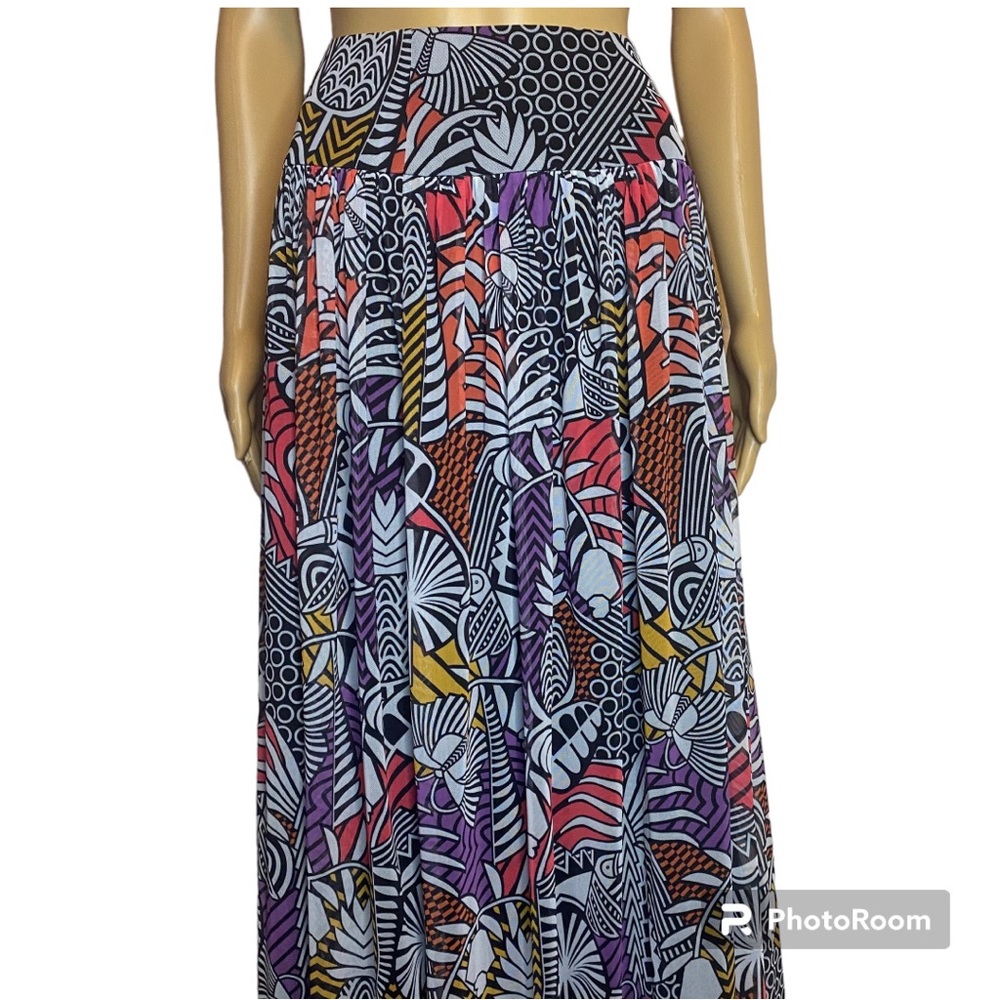 FARM Rio Black and Pink Pleated Maxi Skirt - Picture 10 of 16